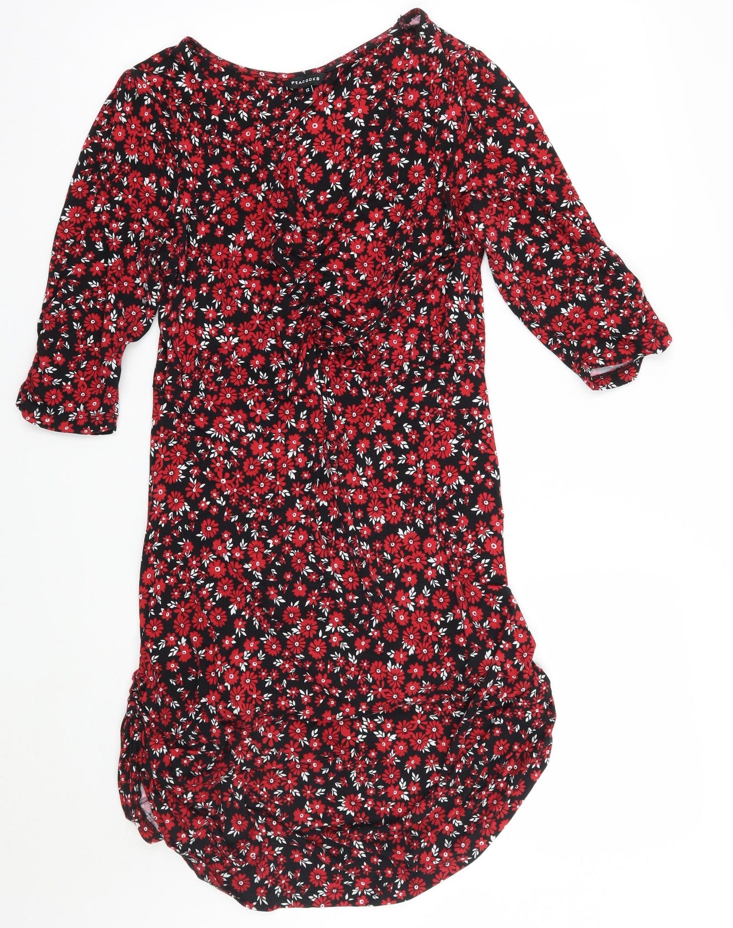Peacocks Womens Red Floral  A-Line  Size 12