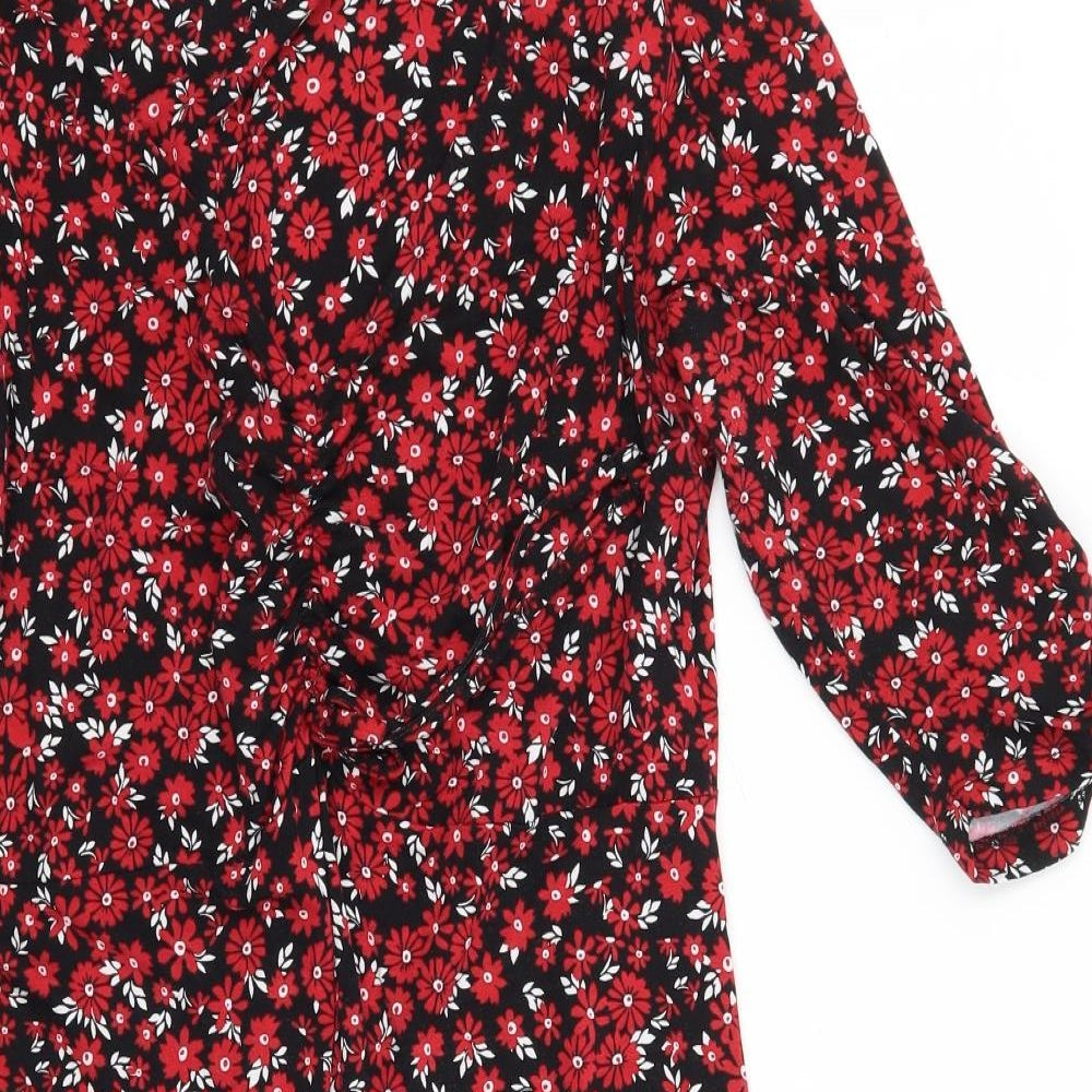 Peacocks Womens Red Floral  A-Line  Size 12