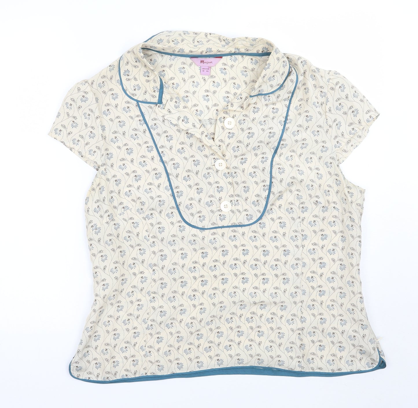 Monsoon Womens Beige Floral  Basic Blouse Size 18