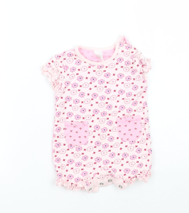 NEXT Girls Pink Floral  Babygrow One-Piece Size Newborn