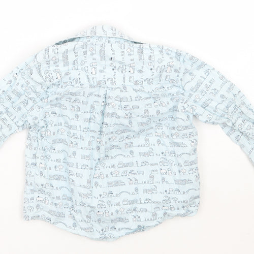 5 10 15 Boys Blue Geometric  Basic Button-Up Size 12 Months