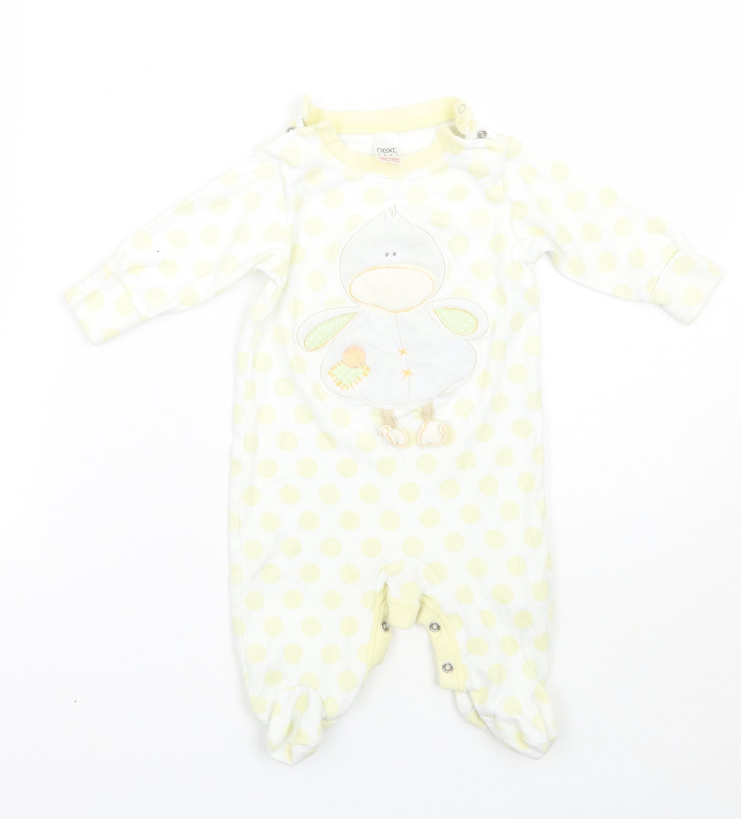 NEXT Baby Yellow Polka Dot  Babygrow One-Piece Size 3-6 Months