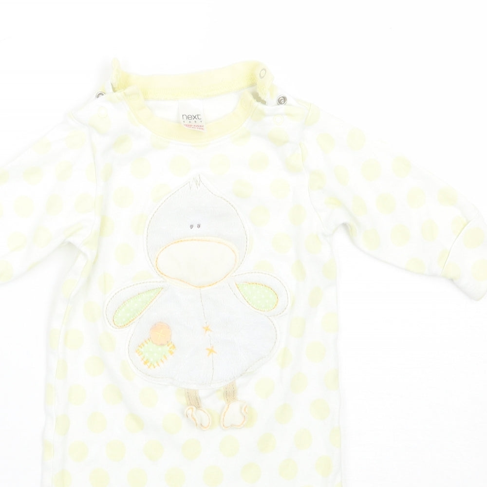 NEXT Baby Yellow Polka Dot  Babygrow One-Piece Size 3-6 Months