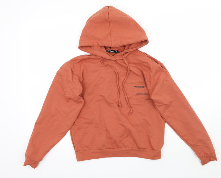 Boohoo Womens Orange Pullover Hoodie Size 6