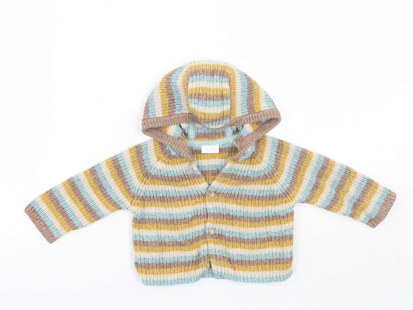 NEXT Girls Brown Striped  Cardigan Jumper Size 6-9 Months
