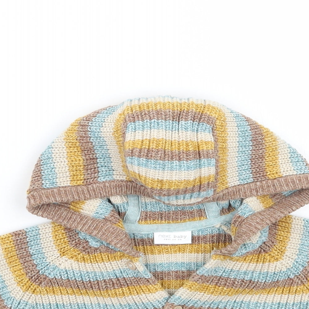 NEXT Girls Brown Striped  Cardigan Jumper Size 6-9 Months