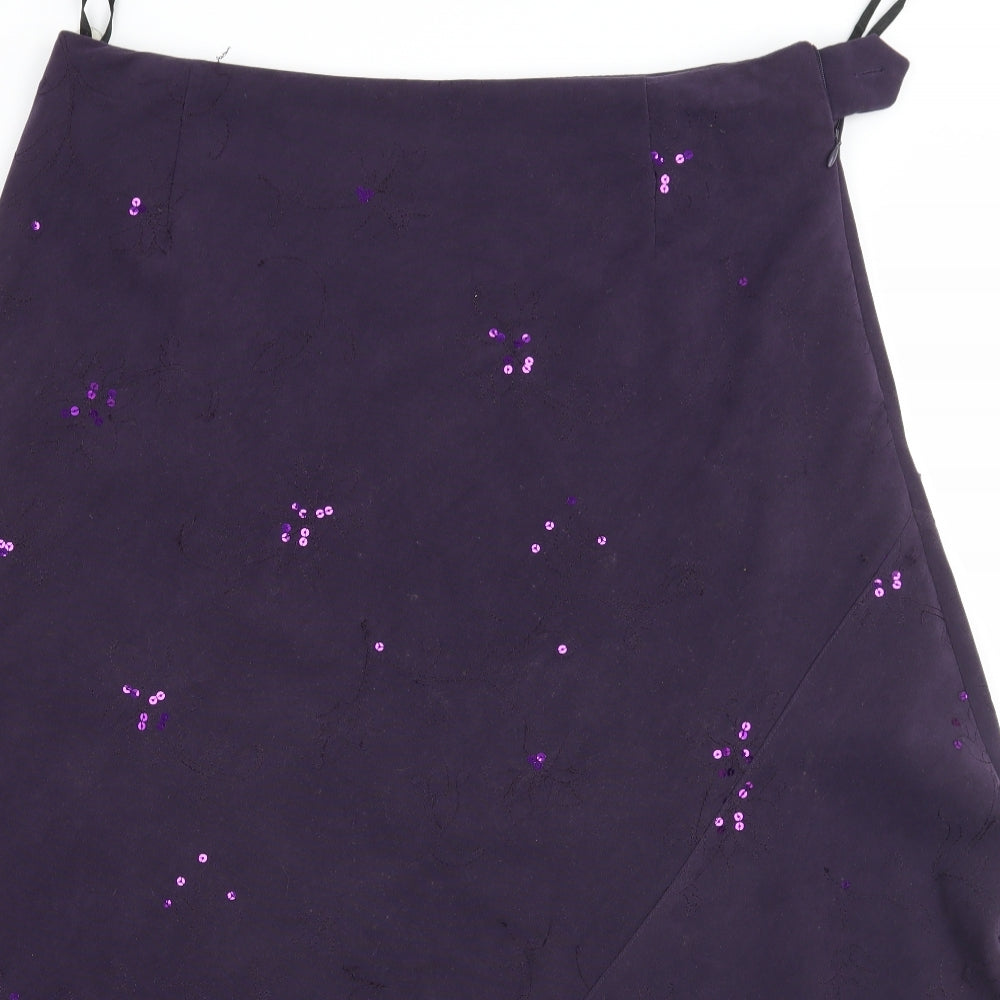 EWM Womens Purple Floral  A-Line Skirt Size 16
