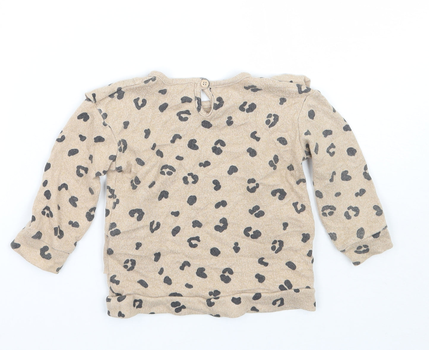 George Girls Beige Animal Print  Basic T-Shirt Size 9-12 Months