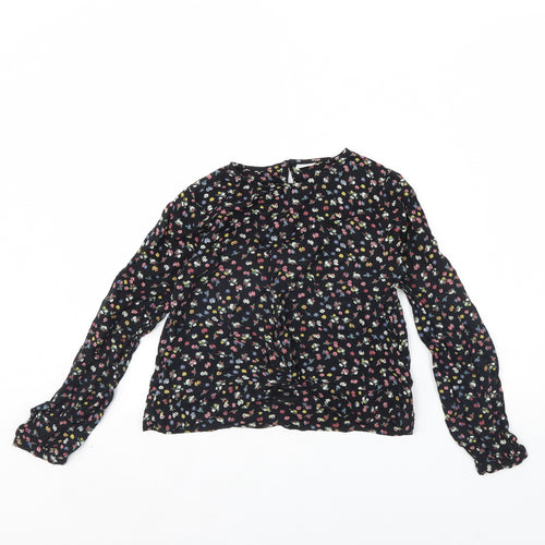 NEXT Girls Black Floral  Basic Blouse Size 10 Years