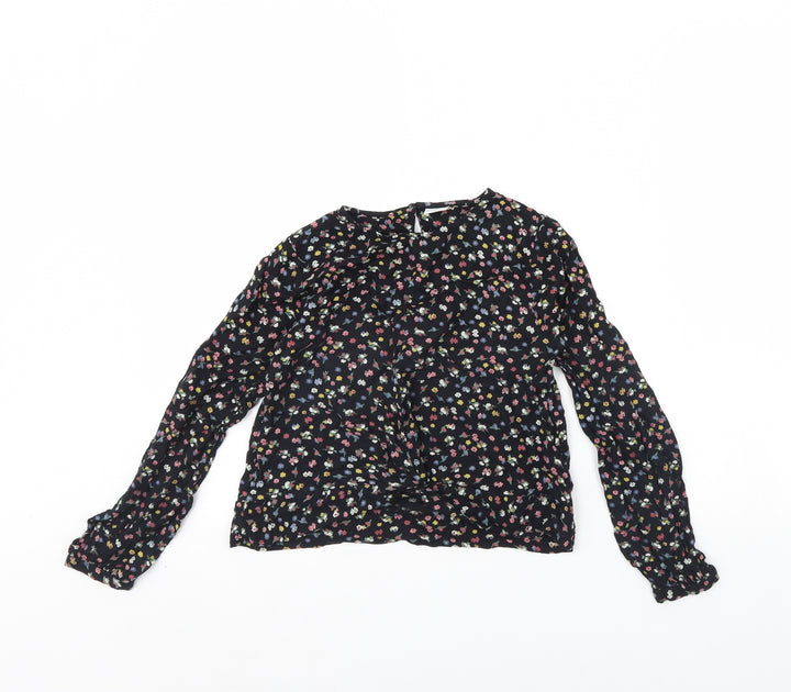 NEXT Girls Black Floral  Basic Blouse Size 10 Years