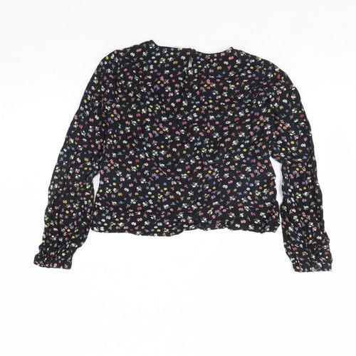 NEXT Girls Black Floral  Basic Blouse Size 10 Years