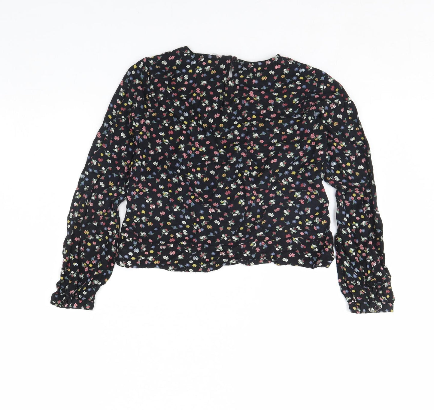 NEXT Girls Black Floral  Basic Blouse Size 10 Years