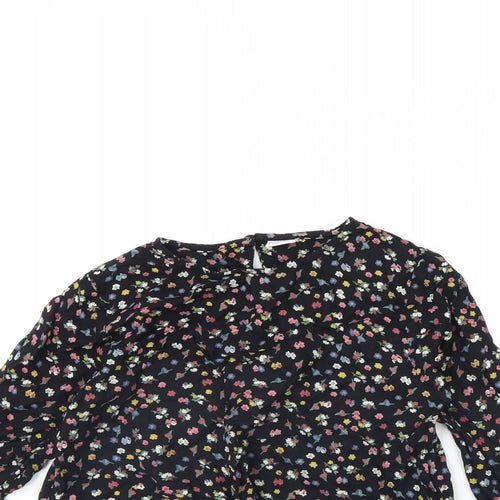 NEXT Girls Black Floral  Basic Blouse Size 10 Years
