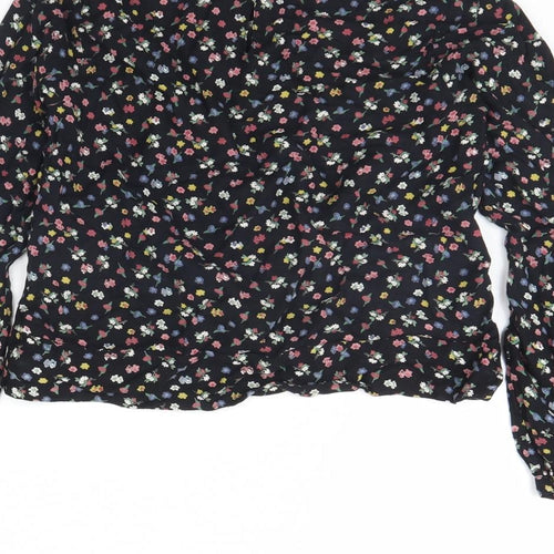 NEXT Girls Black Floral  Basic Blouse Size 10 Years
