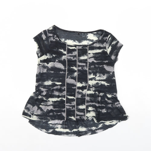 NEXT Womens Black Geometric  Basic Blouse Size S