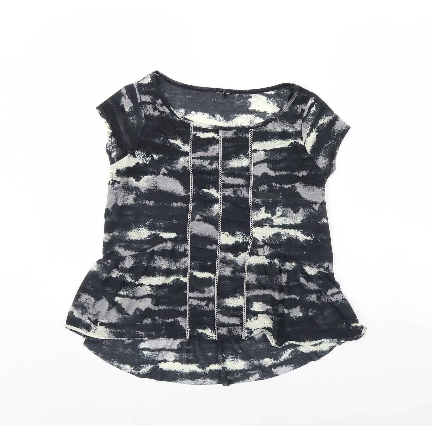 NEXT Womens Black Geometric  Basic Blouse Size S