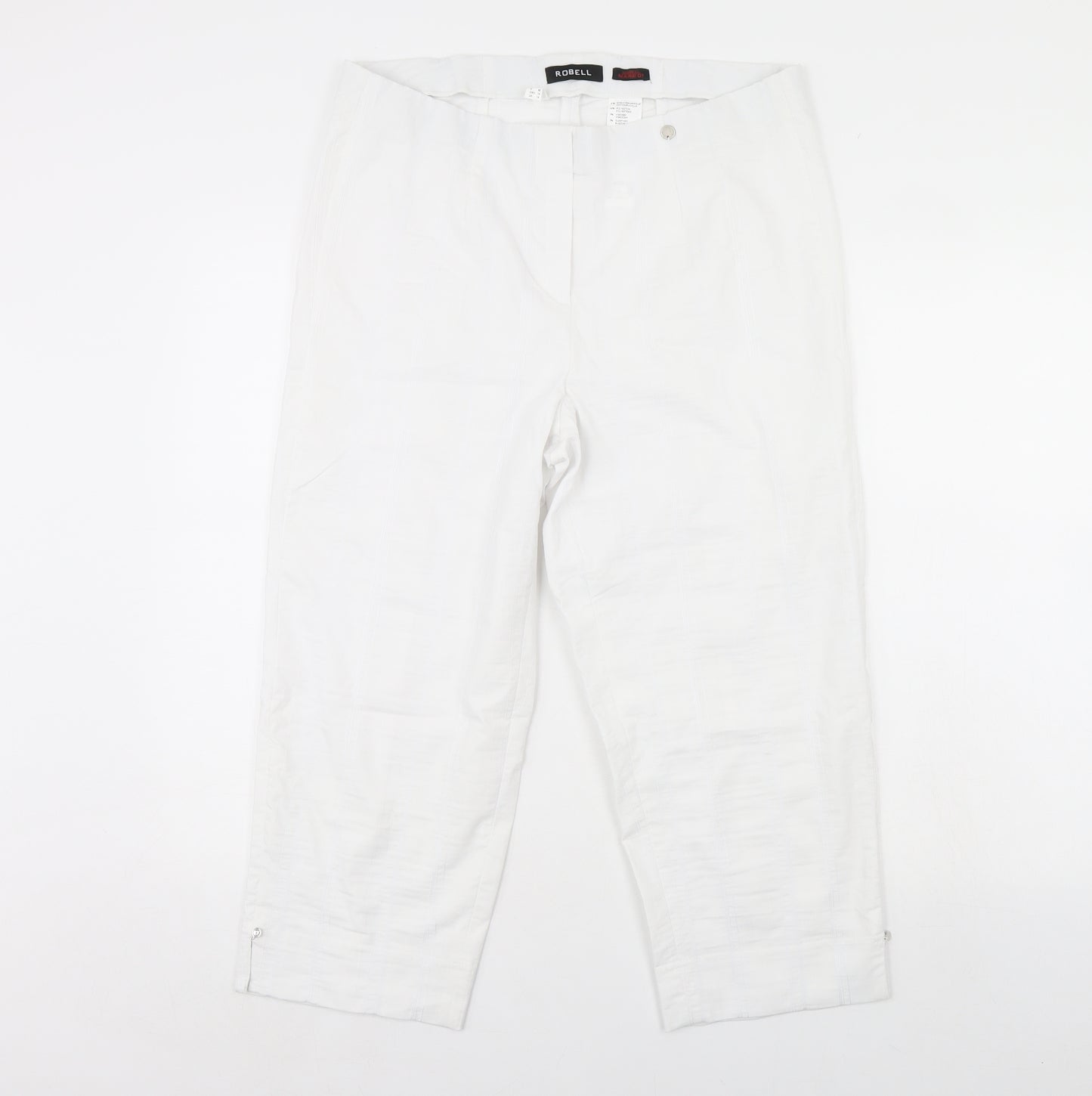 Robell Womens White   Cropped Trousers Size 18 L21 in