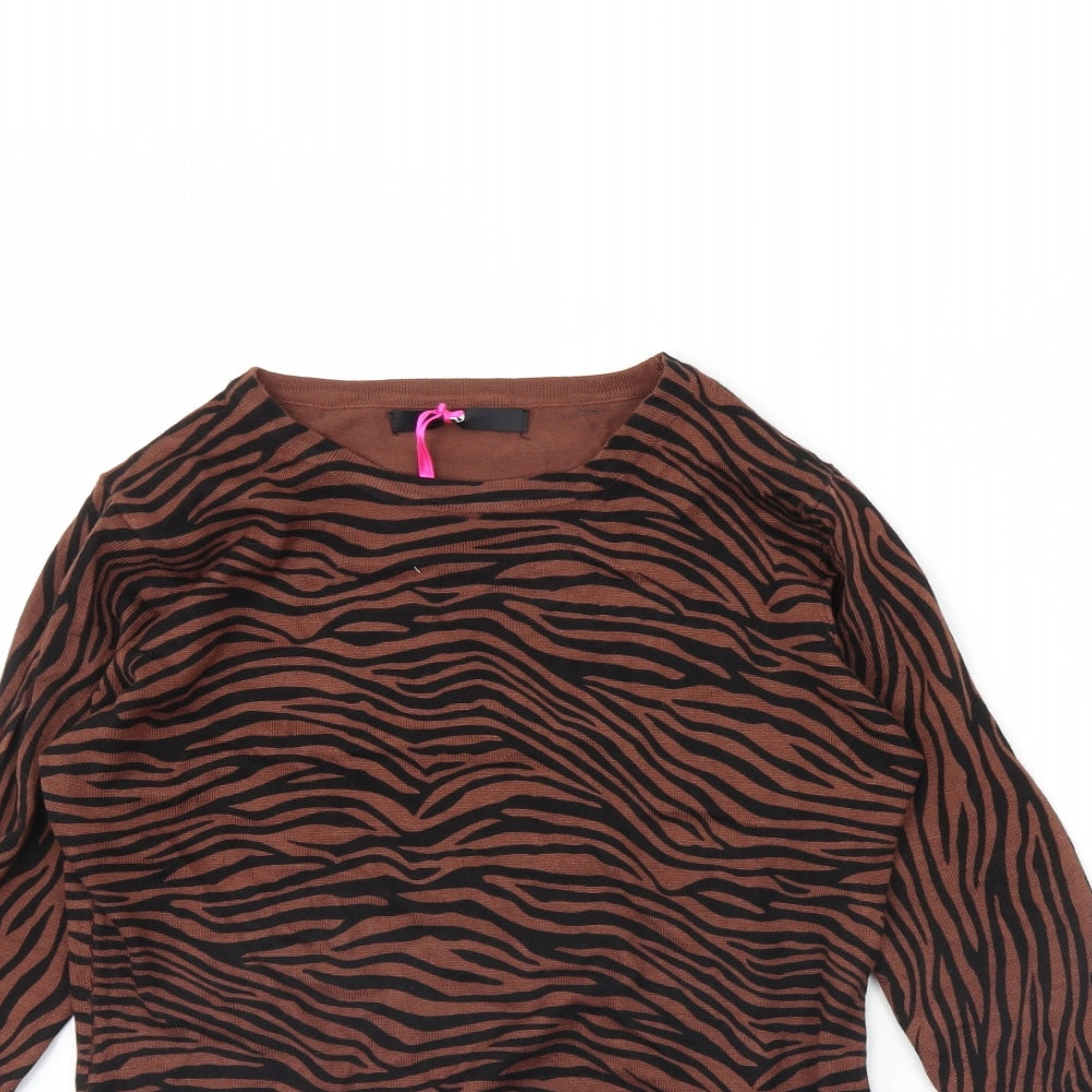 Very Womens Brown Animal Print  Pullover Jumper Size 12