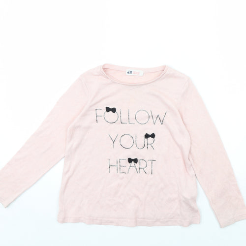 H&M Girls Pink   Pullover Jumper Size 6 Years  - Follow Your Heart