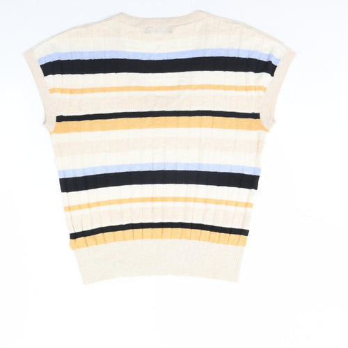 M&S Mens Beige Striped  Pullover Jumper Size M