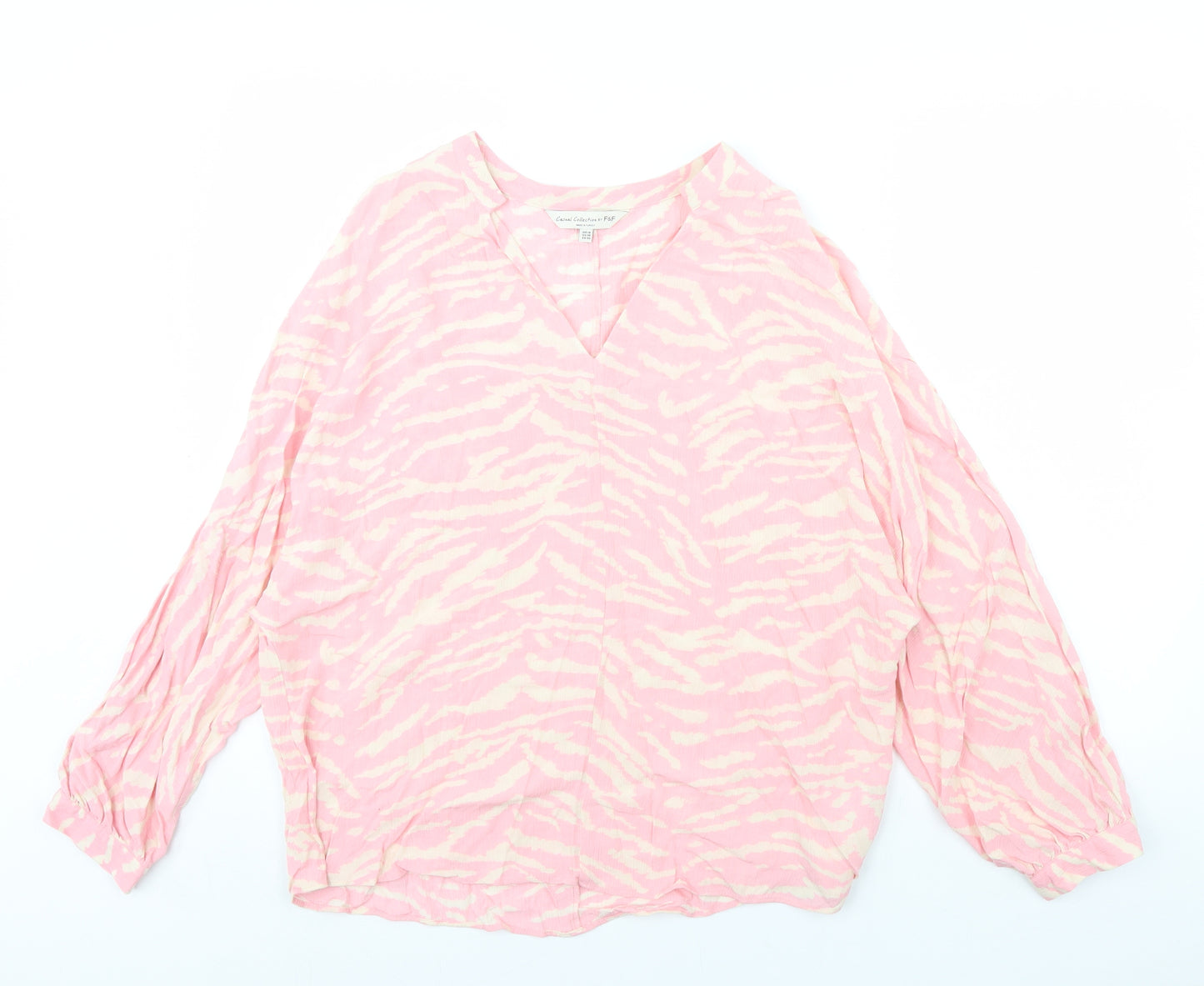 F&F Womens Pink Animal Print  Basic Blouse Size 18
