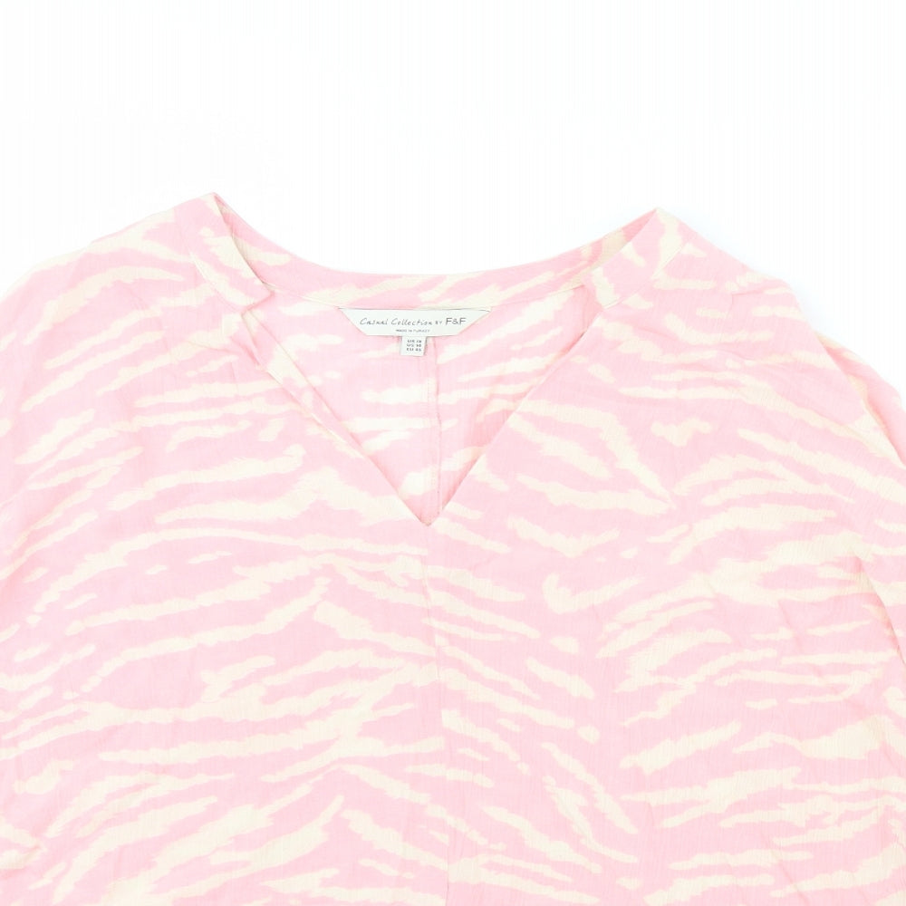 F&F Womens Pink Animal Print  Basic Blouse Size 18