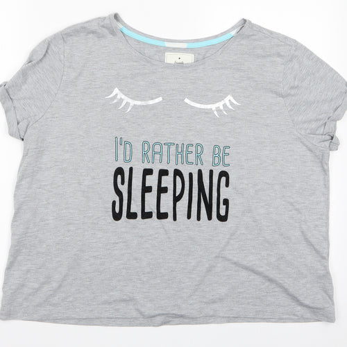 Snuggle Dream sleep Womens Grey    Pyjama Top Size M  - I'd rather be Sleeping