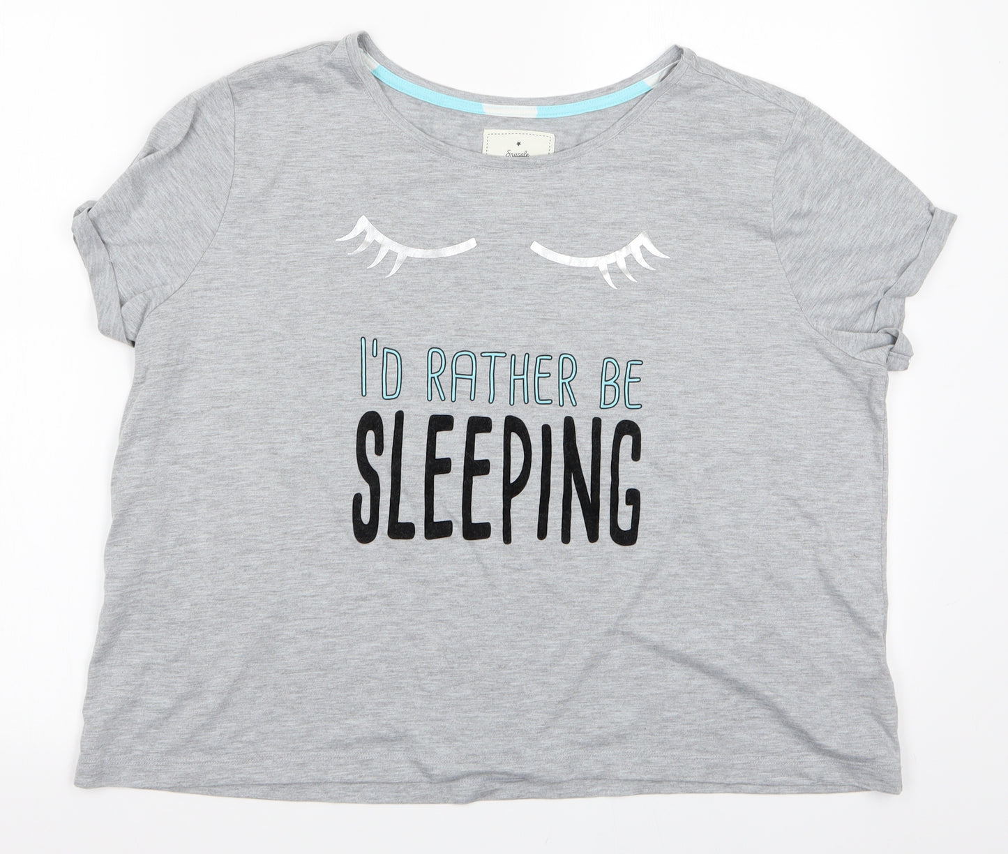 Snuggle Dream sleep Womens Grey    Pyjama Top Size M  - I'd rather be Sleeping