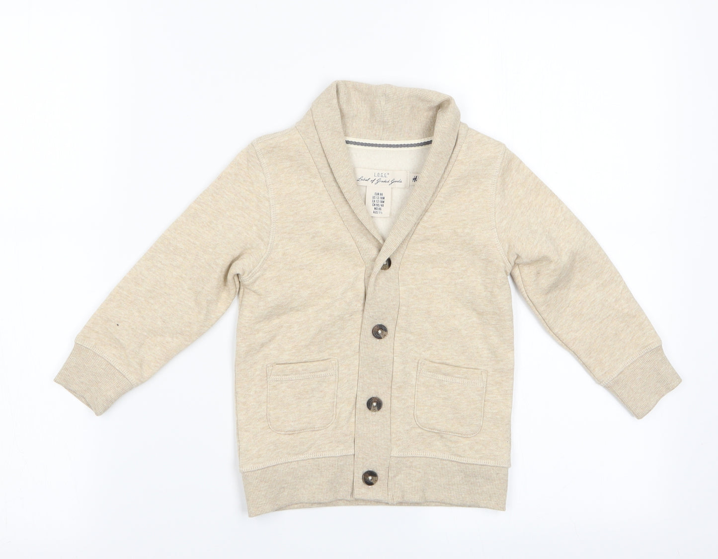 LOGG Boys Beige   Cardigan Jumper Size 12-18 Months