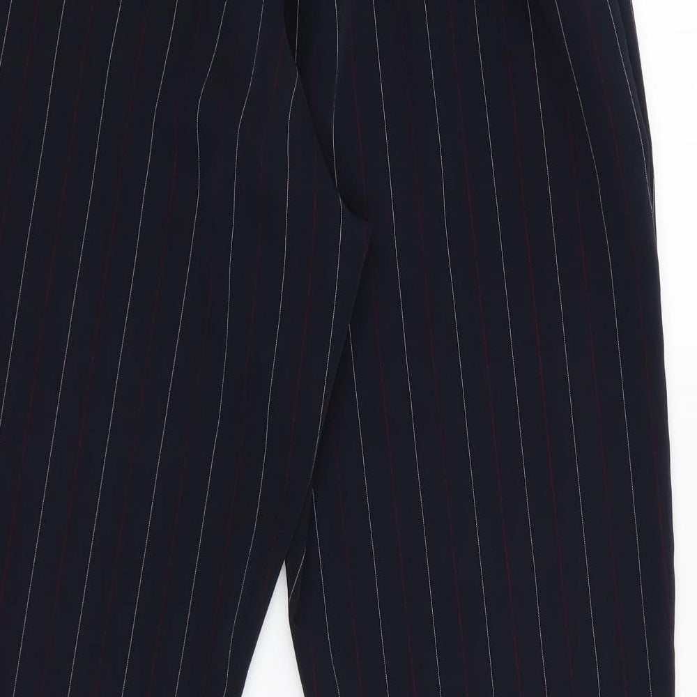 Preworn Womens Blue Striped  Trousers  Size 12 L28 in - Back Elastication