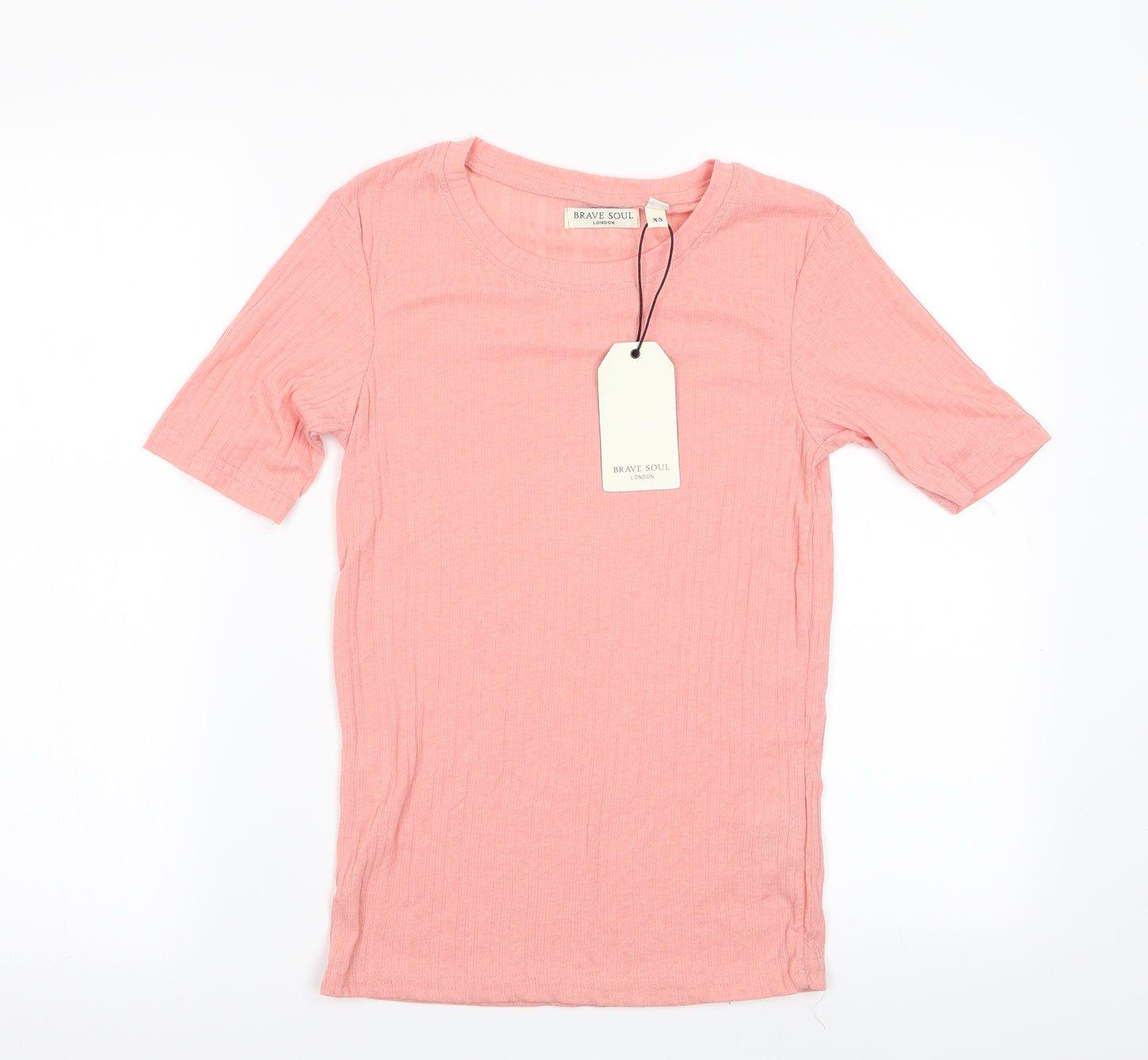 Brave Soul Womens Pink   Basic T-Shirt Size XS