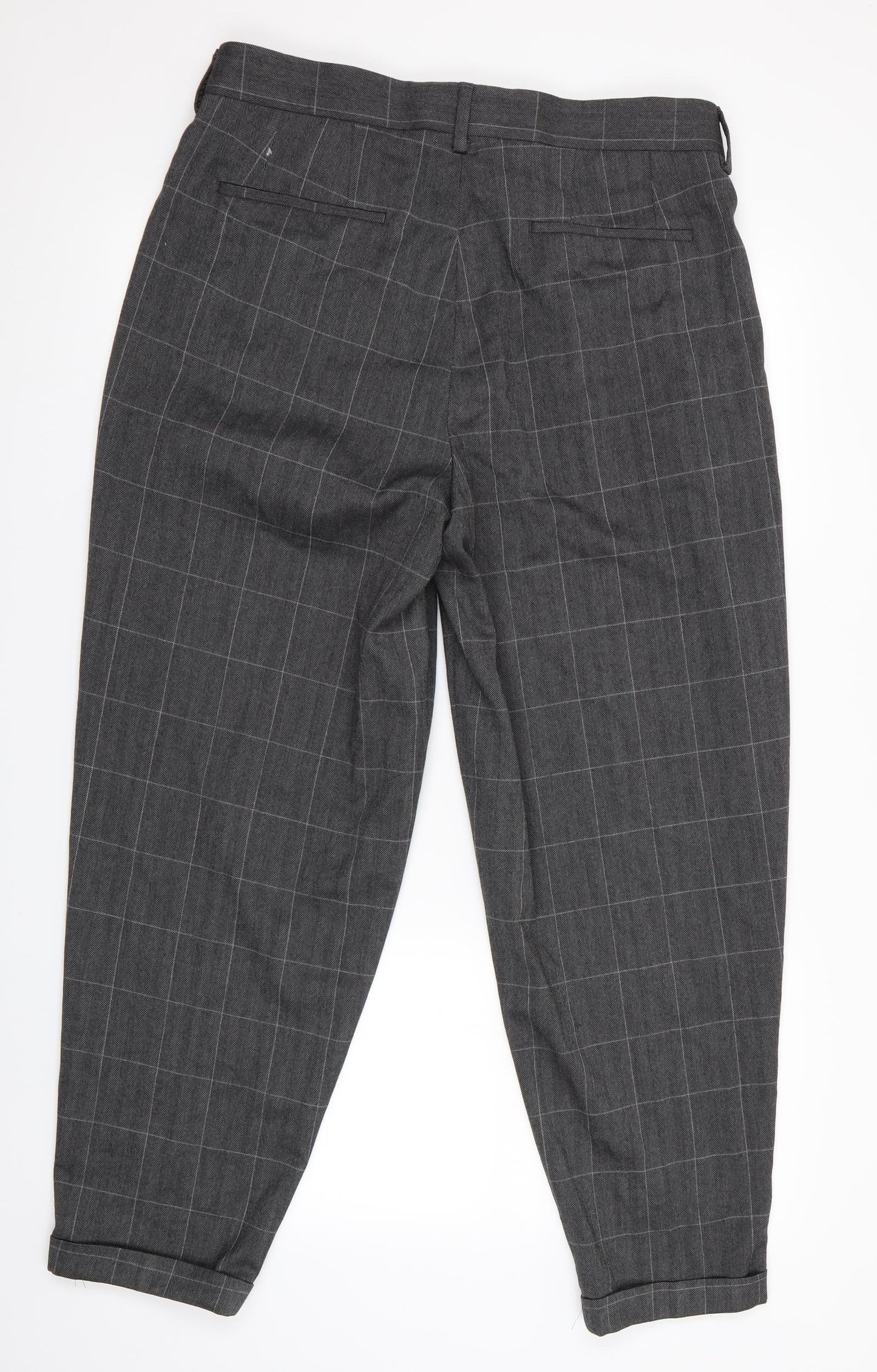 Asos Design Mens Grey Check  Trousers  Size 34 L32 in