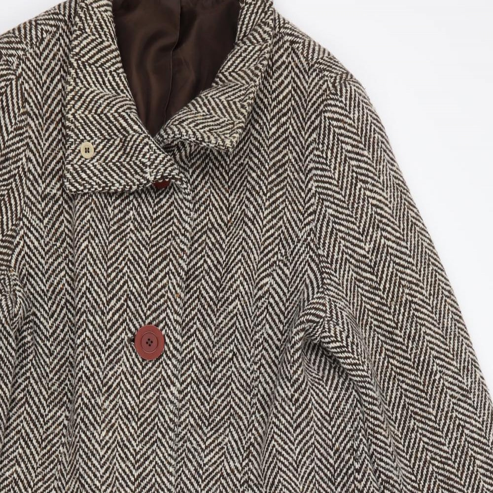 NEXT Womens Brown Herringbone  Overcoat Coat Size 18