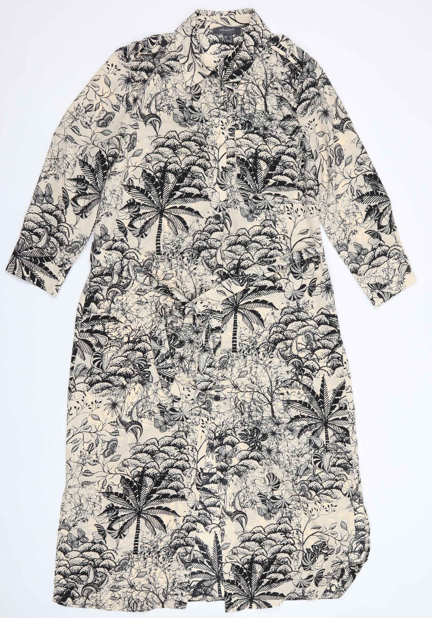 Primark Womens Beige Floral  Shirt Dress  Size 12