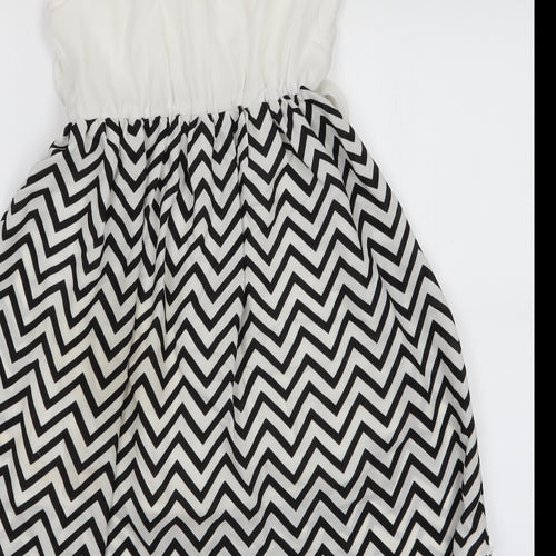 Sunny Fashion Girls Black Striped  Fit & Flare  Size 7 Years  - Longer Length at back