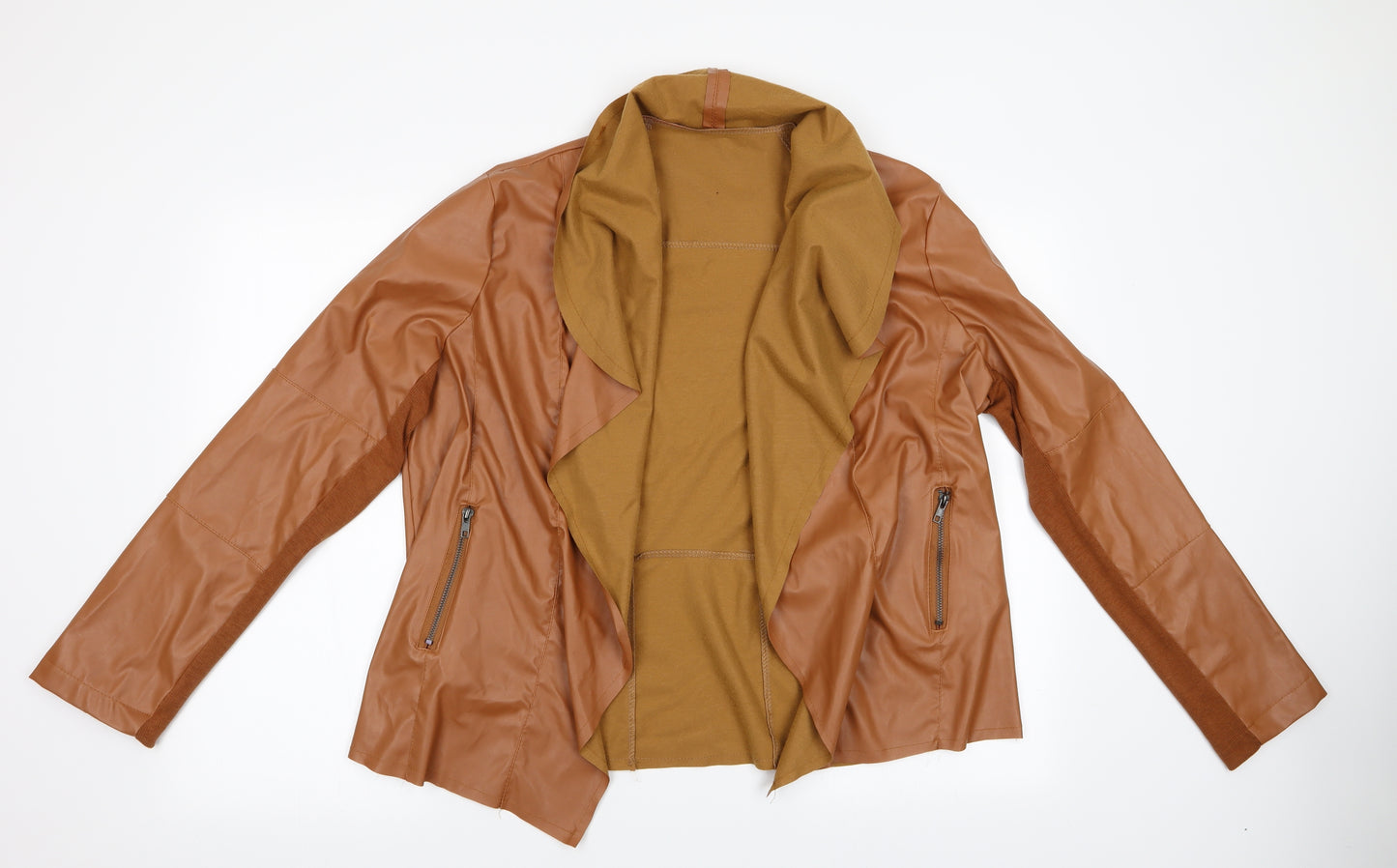 Preworn Womens Brown   Jacket    - Waterfall Jacket - leather look