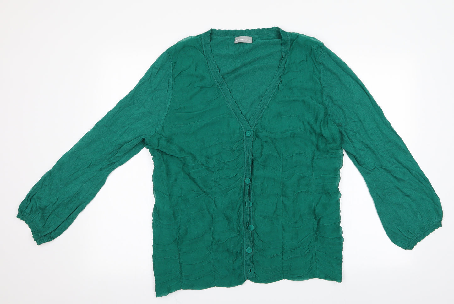 Per Una Womens Green   Cardigan Jumper Size 22  - Fabric Overlaid Front