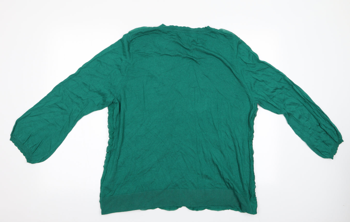 Per Una Womens Green   Cardigan Jumper Size 22  - Fabric Overlaid Front