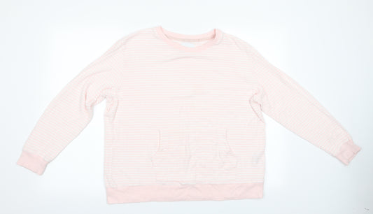 Front view of Matalan women’s pink striped pyjama top, size UK 16