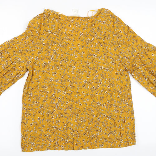 H&M Womens Yellow Floral  Basic Blouse Size 8