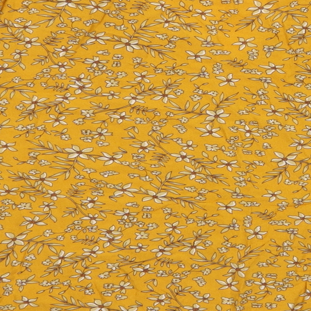 H&M Womens Yellow Floral  Basic Blouse Size 8