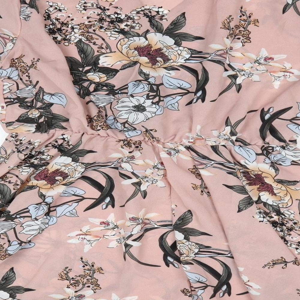 SheIn Womens Pink Floral  Basic Blouse Size L