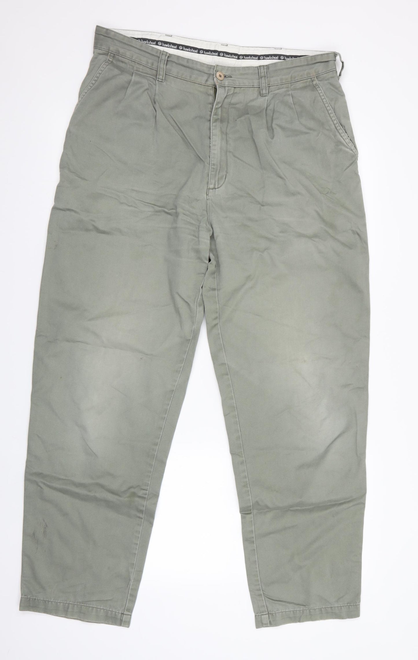 Hawkshead Mens Green   Chino Trousers Size 34 in L30 in
