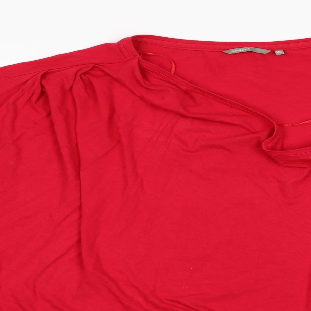 Sandwich Womens Red   Basic T-Shirt Size XL  - Waterfall style top