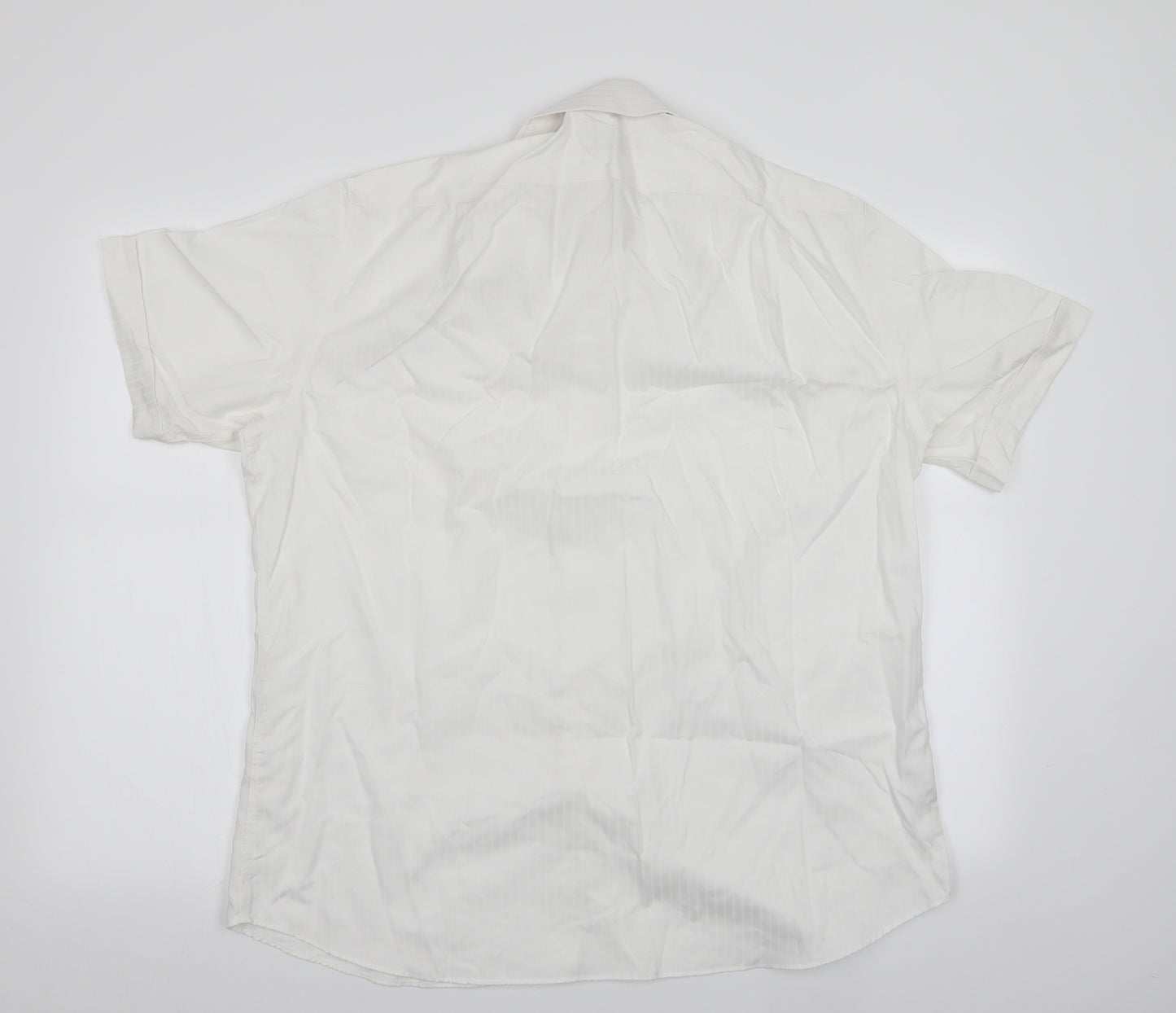 Marks and Spencer Mens White Striped   Dress Shirt Size 16.5