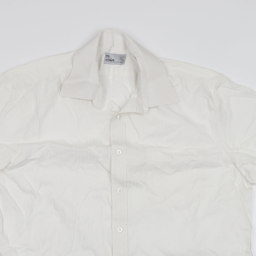 Marks and Spencer Mens White Striped   Dress Shirt Size 16.5