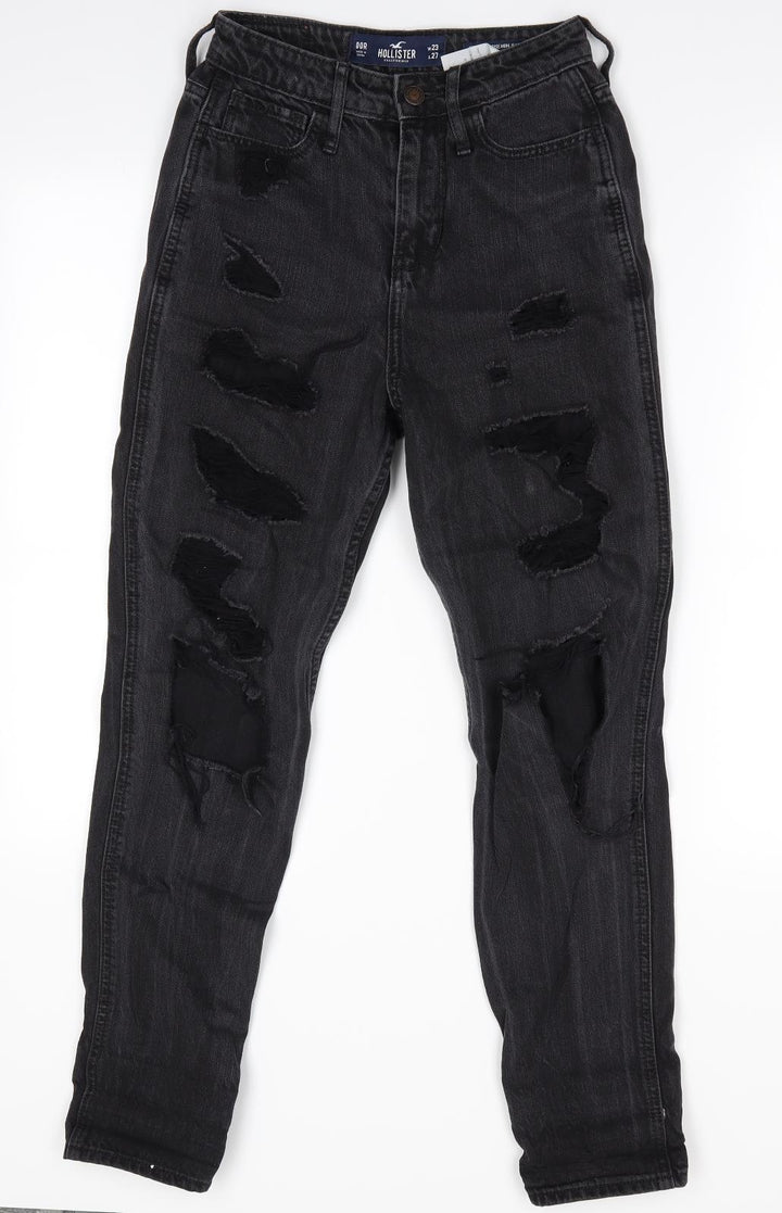 Hollister Girls Black Straight Jeans - Distressed Jeans