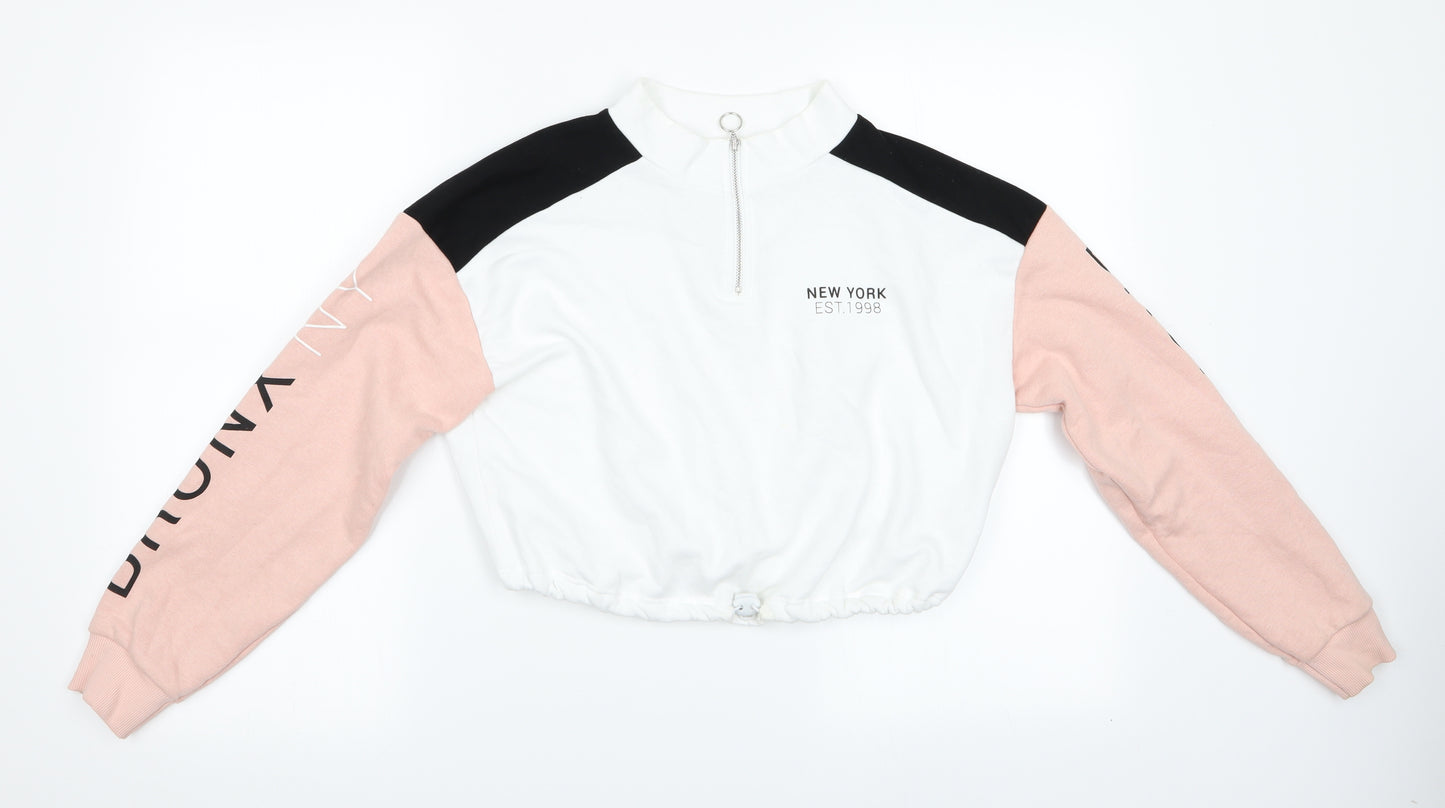 New Look Girls White   Pullover Sweatshirt Size 12-13 Years  - Cropped - New York Est 1998