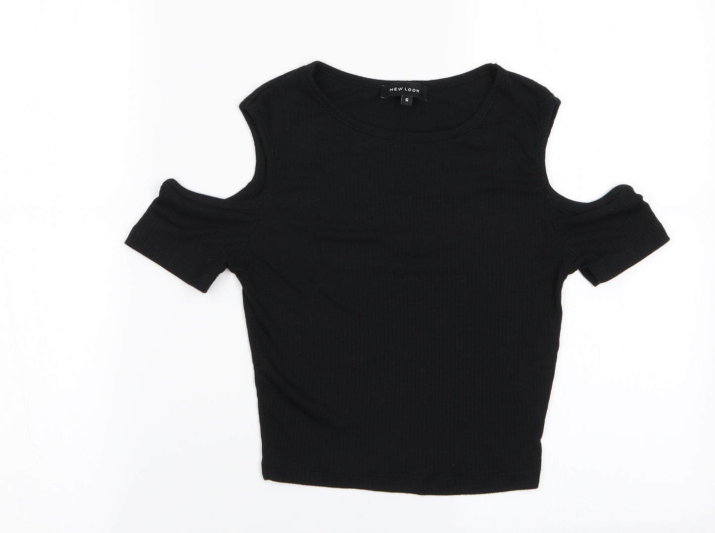 New Look Womens Black   Basic T-Shirt Size 6  - Cut out shoulders