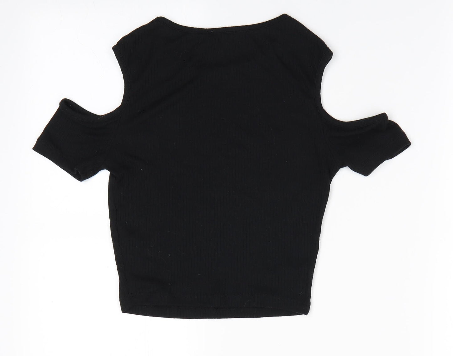 New Look Womens Black   Basic T-Shirt Size 6  - Cut out shoulders